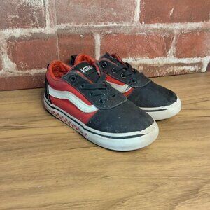 Vans Boys Size 8 Shoes Red Black No Lace Sneakers